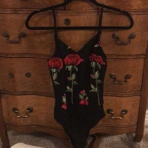 Black floral bodysuit